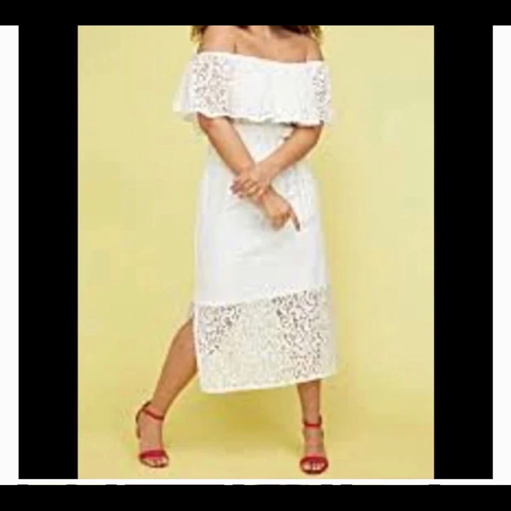 LANE BRYANT White Off-The-Shoulder Stretch Lace Dress 18/20–NWT